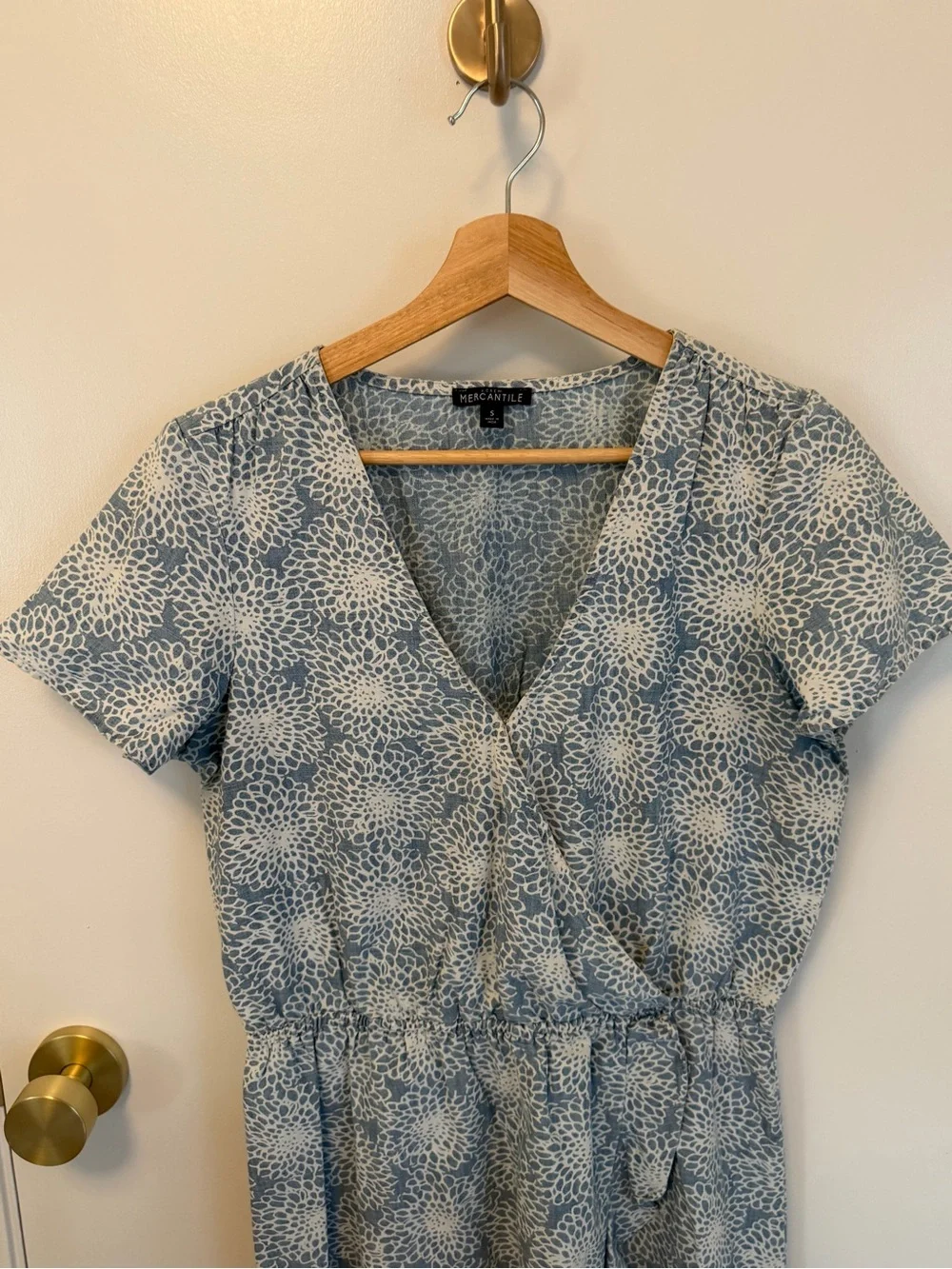 J. Crew Light Blue Floral Wrap-Style Midi Dress